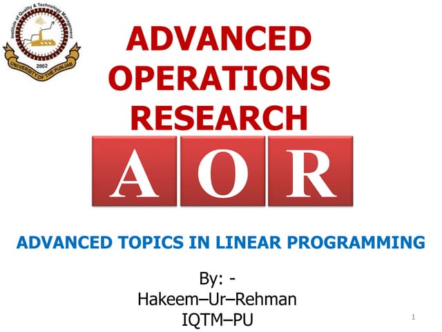 5. advance topics in lp