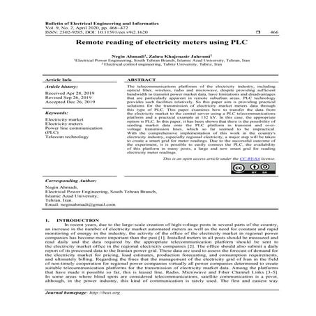 Remote reading of electricity meters using PLC