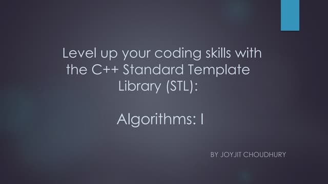 Algorithms: I