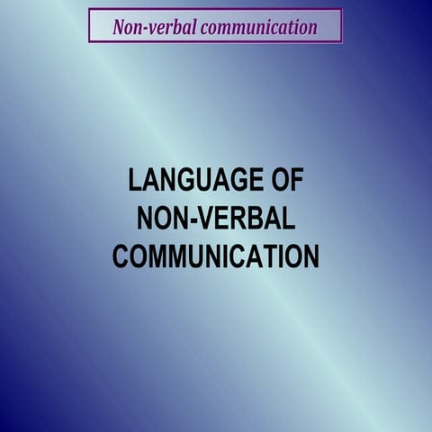 Language of non verbal communication