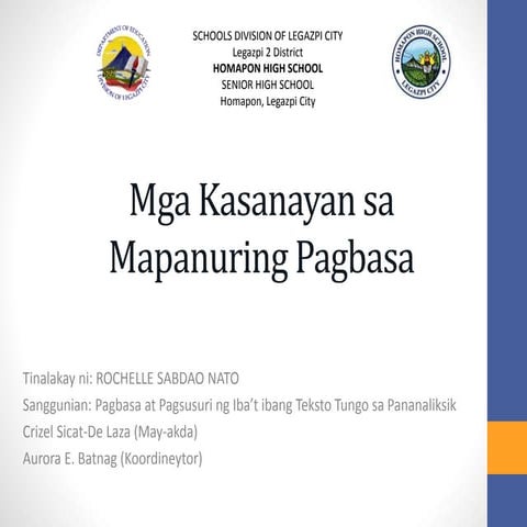 Mga kasanayan sa mapanuring pagbasa