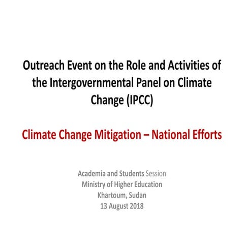 Climate Change Mitigation – National Efforts in Sudan
