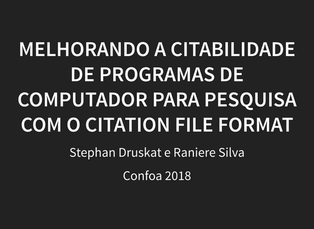 Melhorando a citabilidade de programas de computador para pesquisa com o Citation File Format
