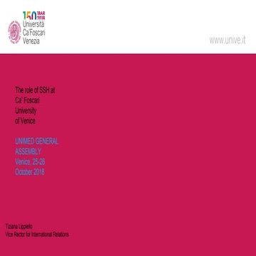 Tiziana Lippiello, Vice Rector for International Relations, Ca’ Foscari Unive...