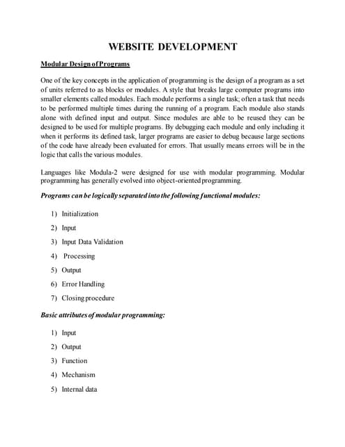 WEBSITE DEVELOPMENT