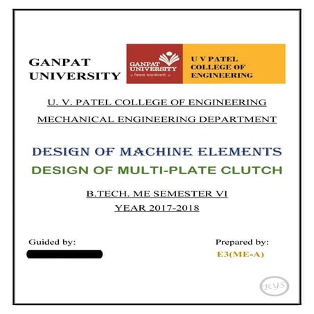 Design of Multi-plate clutch Report