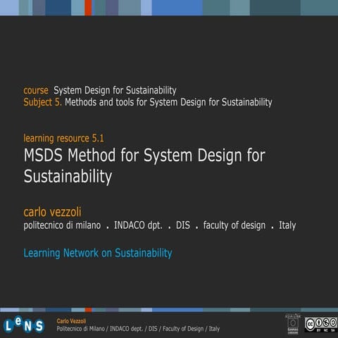 5.1 method for system design for sustainability vezzoli 09-10 (33) | PDF