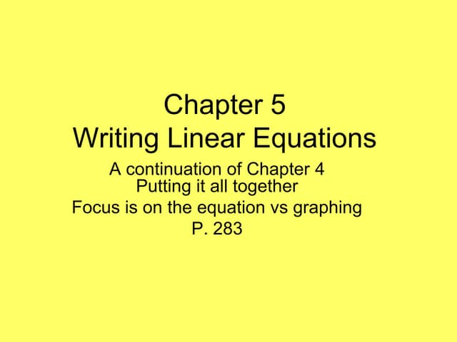 Writing linear equations KG Math Middle School