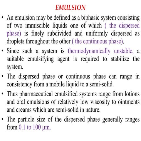 Emulsion - Physical Pharmacy