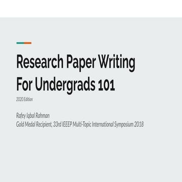 Research Paper Writing for Undergrads 101 (2020 Edition)