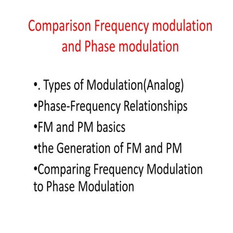 Comparison Frequency modulationand Phase modulation