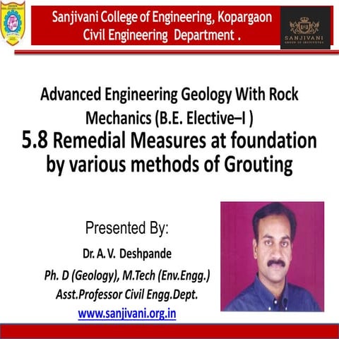 5.8 remedial measures at foundation by methods of grouting