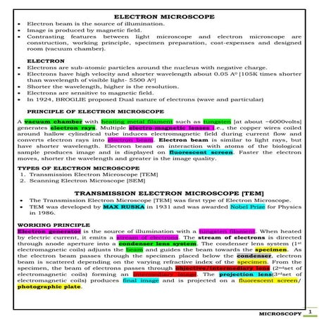 5. Microsocope   ELECTRON MICROSCOPE (TEM & SEM ) - Basics