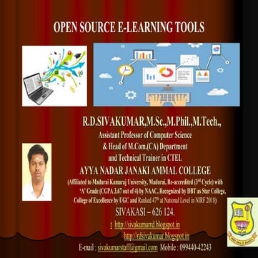Open Source E-Learning Tools - R.D.Sivakumar