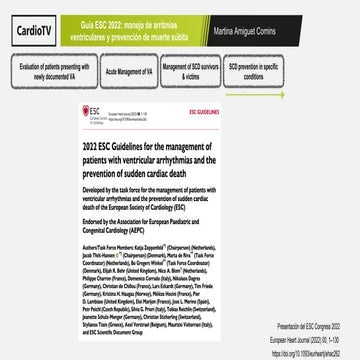 Guía ESC 2022 Muerte súbita y arritmias ventriculares (parte II)