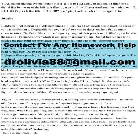 5. An analog filer has system fnction Ha(s)--a (a) (10 pts,) Comvert .pdf