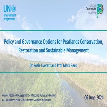 Policy and Governance Options for Peatlands Conservation, Restoration and Sus...