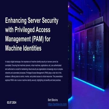 Enhancing Server Security with Privileged Access Management (PAM) for Machine...