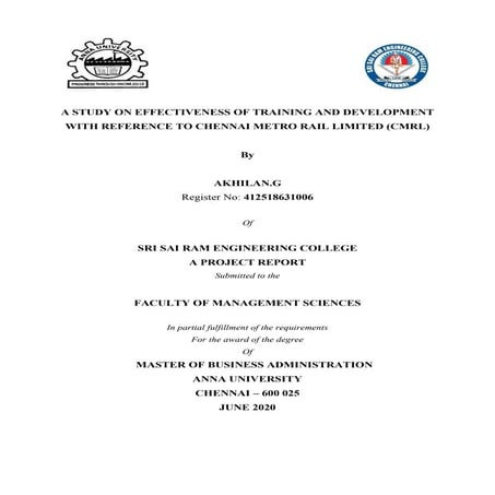 A STUDY ON EFFECTIVENESS OF TRAINING AND DEVELOPMENT WITH REFERENCE | PDF