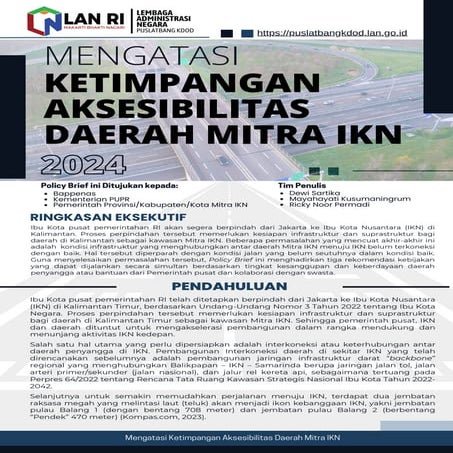 Policy Brief: Mengatasi ketimpangan aksesibiltas daerah mitra IKN