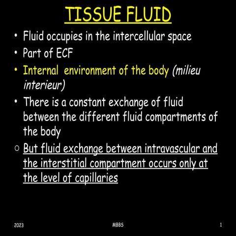 5. Tissue fluid, Startling Forces, Edema 2023.pptx