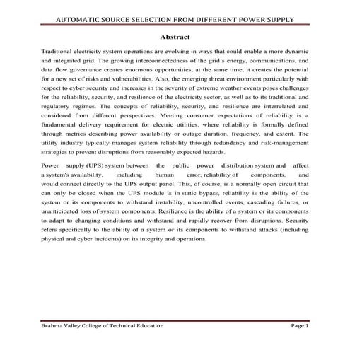 Project Report of Automatic Source Selection