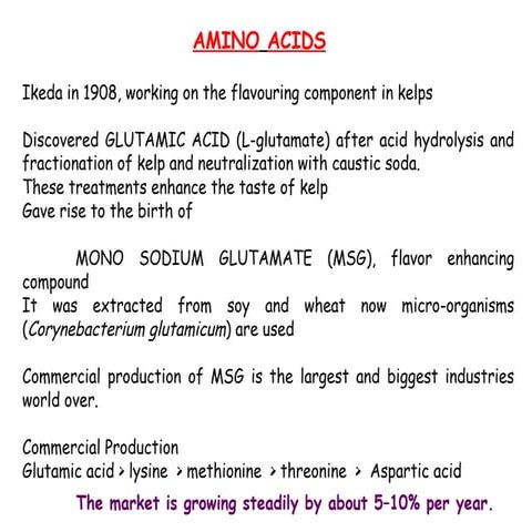 METHODS FOR PRODUCTION OF AMINO ACIDS, FOCUS ON GLUTAMIC ACID