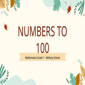 Numbers to 100 for grade 1 in english language