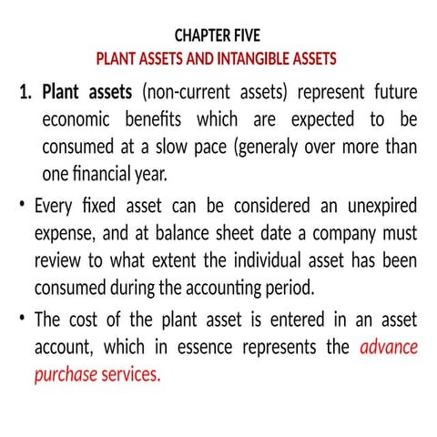 Accounting for fixed ASSETS AND INTANGIBLE ASSETS