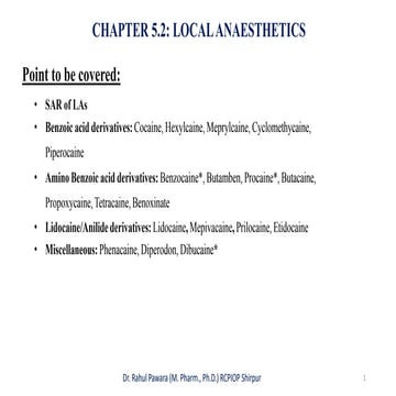 Medicinal chemistry of local anaesthetics | PPTX