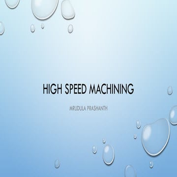 high speed machining principles and applications