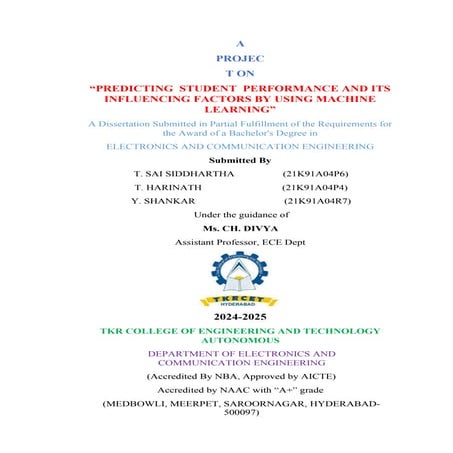 PREDICTING  STUDENT  PERFORMANCE AND ITS INFLUENCING FACTORS BY USING MACHINE...