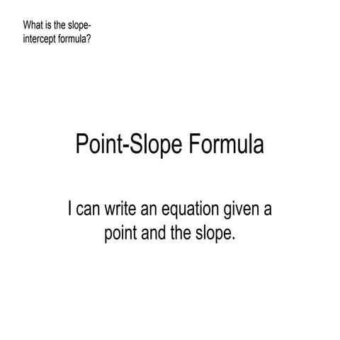 Equation of a line: Slope-intercept form | PPT