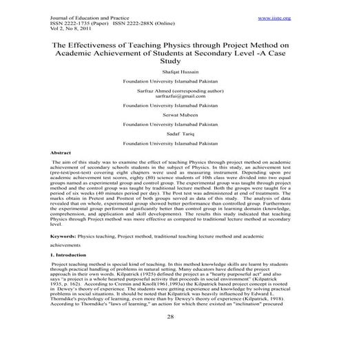 5.[28 34]the effectiveness of teaching physics through project method on acad...