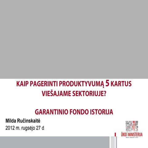 Kaip pagerinti produktyvumą 5 kartus viešajame sektoriuje? Garantinio fondo i...