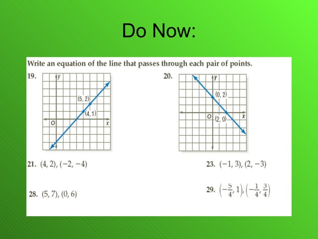5.5 Linear Equations Point Slope Form