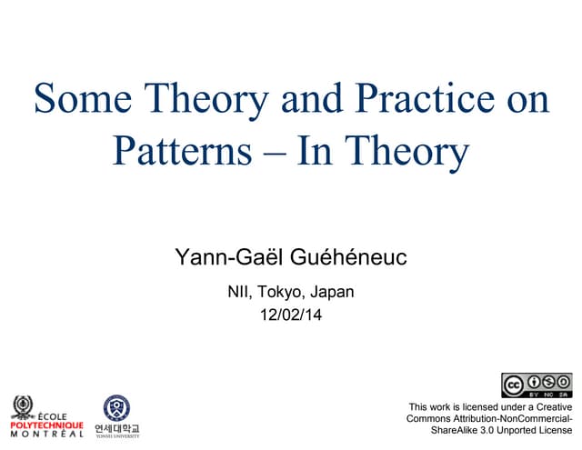Software Design Patterns in Theory