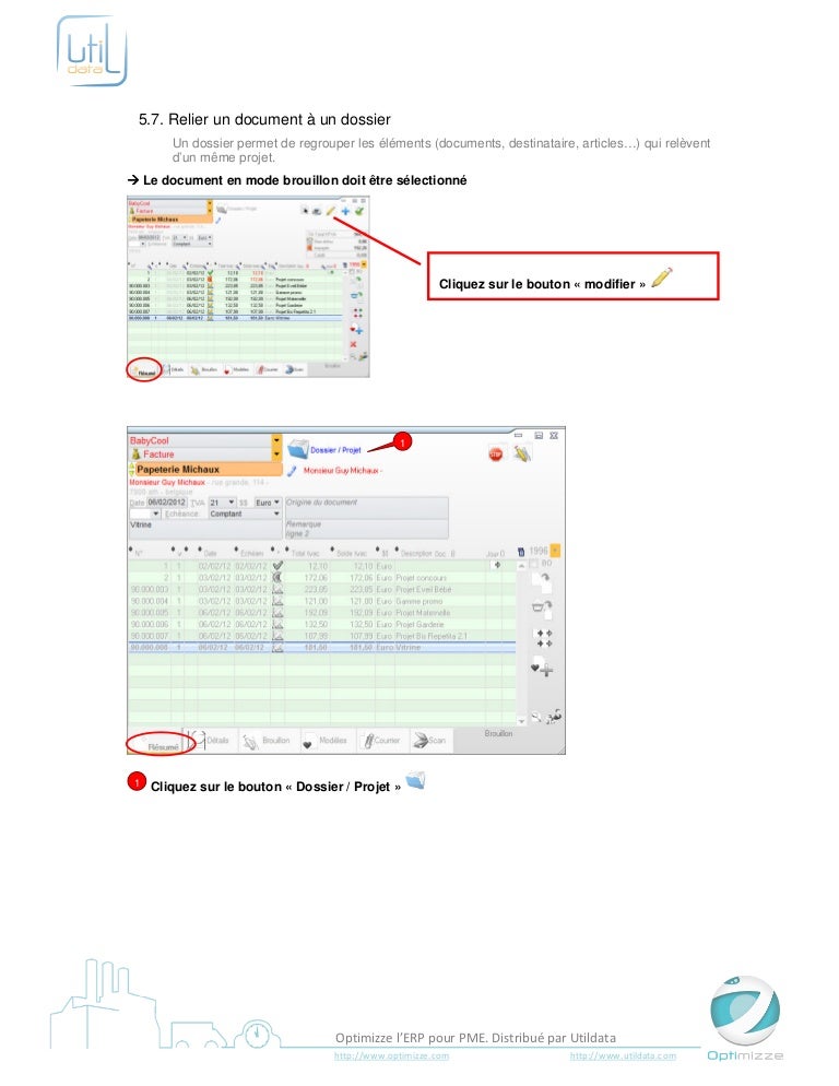 Relier un document à un dossier Optimizze ERP V16