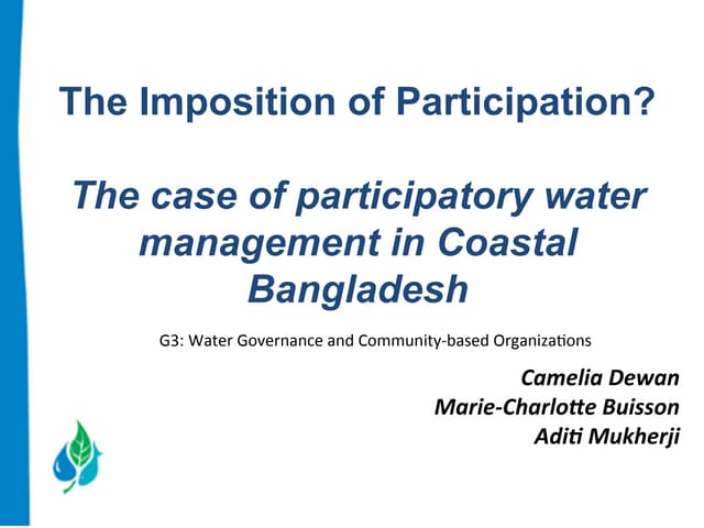 The Imposition of Participation? The Case of Participatory Water Management in Coastal Bangladesh
