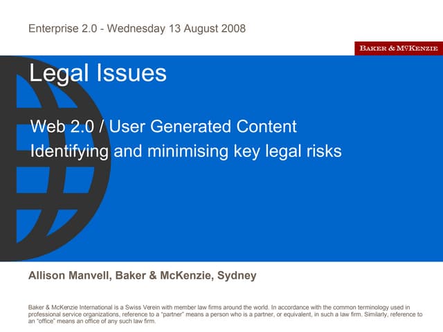 Baker & McKenzie Presentation (E2.0)
