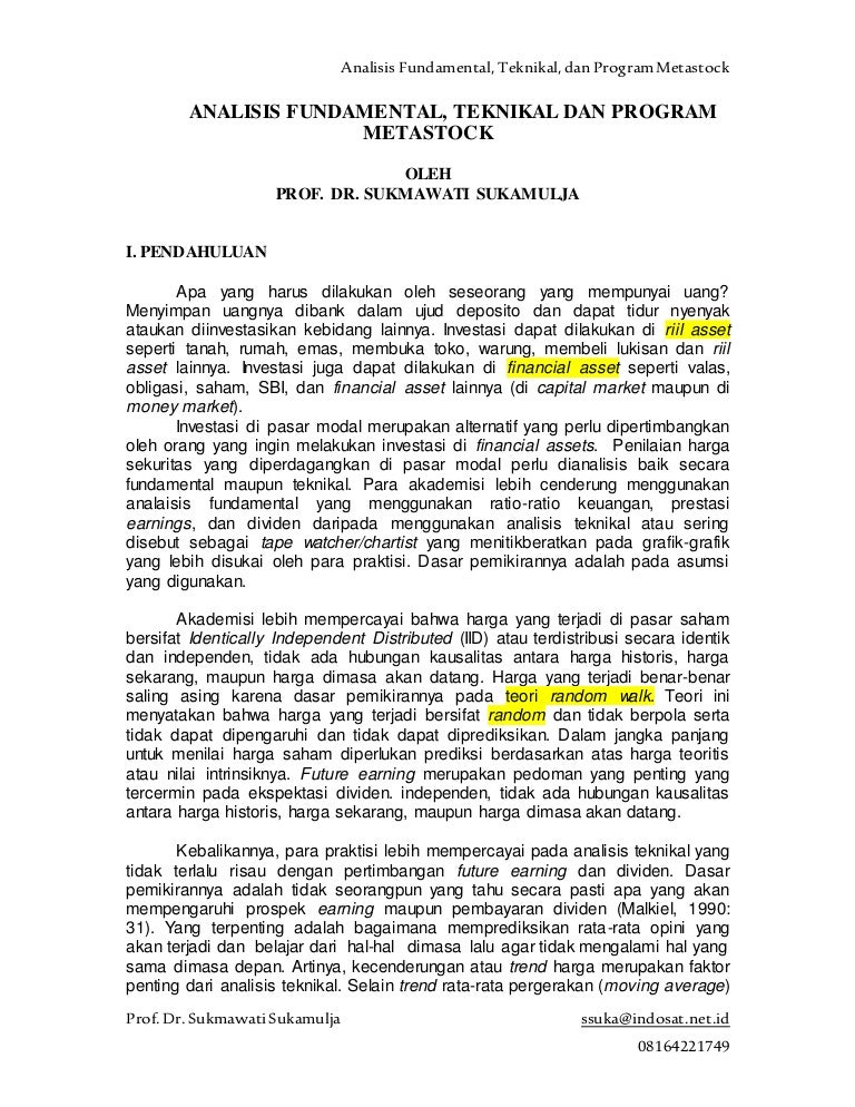 Analisis Fundamental Teknikal Dan Program Metastock
