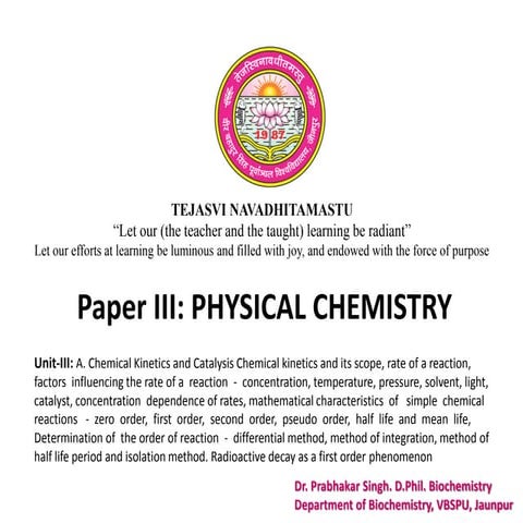 B.Sc. I Year Physical Chemistry_Unit-IV_A. Chemical Kinetics