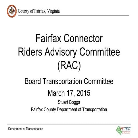 Fairfax Connector Riders Advisory Committee (RAC)