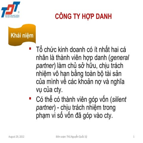Luật kinh doanh - 5 CÔNG TY HỢP DANH
