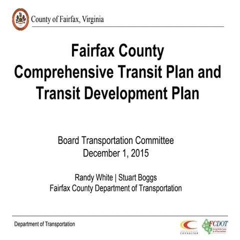 Fairfax County Comprehensive Transit Plan and Transit Development Plan