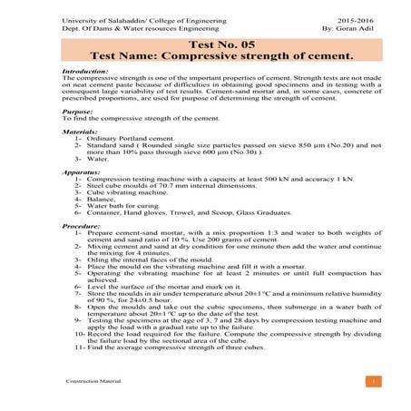 5 compressive strength of cement