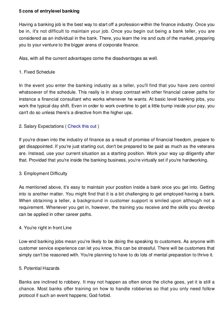 5 Cons of Entry-Level Banking and Finance Jobs