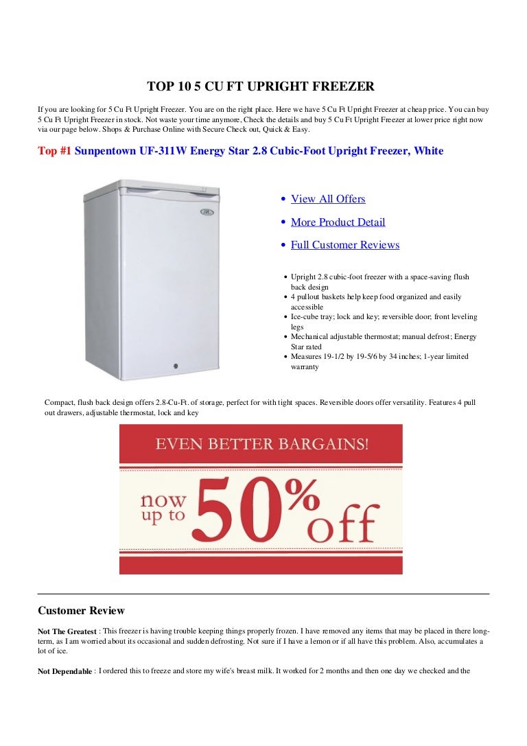 5 Cu Ft Upright Freezer