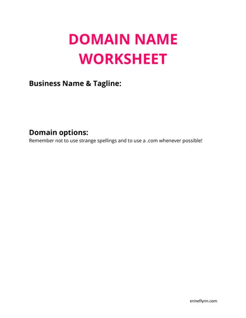 5   domain name worksheet