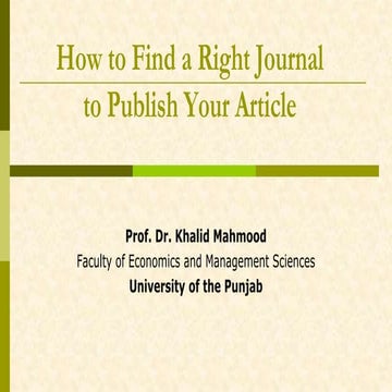 How to find a right journal to publish your article